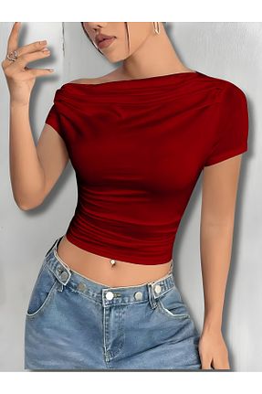بلوز زرشکی زنانه ساده eybetsa - کد 905561817