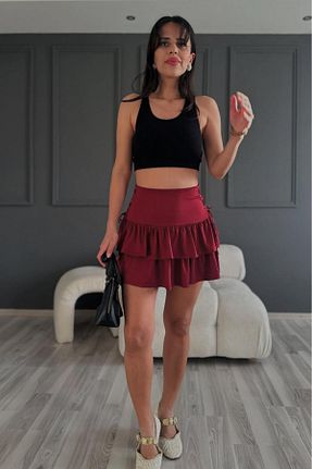 دامن زرشکی زنانه بافتنی style of style - کد 905569922