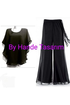 ست بالاتنه و پائین تنه مشکی زنانه بافتنی BY HANDE TASARIM - کد 105608221