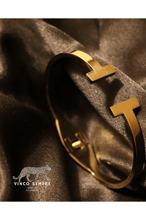 دستبند استیل (فولاد) زرد زنانه استیل ضد زنگ STELL - کد 899361031