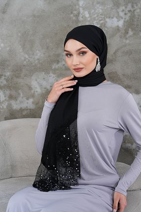 شال مشکی زنانه کرپ GÜLSEMALİ - کد 783643196