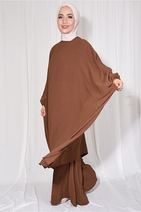 تونیک حجاب قهوه ای زنانه %100 پنبه Mihrisina collection - کد 917464912