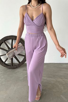 ست بالاتنه و پائین تنه بنفش زنانه بافت bacc - کد 905620515