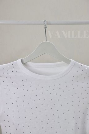 تیشرت سفید زنانه کراپ VANİLLE - کد 905630374