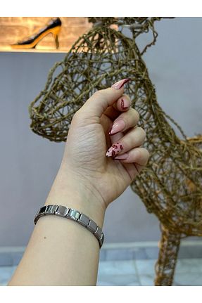 دستبند استیل (فولاد) طوسی زنانه استیل ضد زنگ ES takı aksesuar - کد 905638552