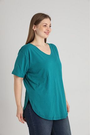 تیشرت سایز بزرگ سبز زنانه سایز بزرگ Trendbade Butik - کد 917479698
