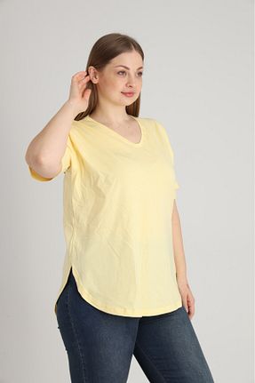 تیشرت سایز بزرگ زرد زنانه سایز بزرگ Trendbade Butik - کد 917480254