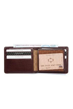 کیف پول قهوه ای مردانه سایز متوسط Tergan - کد 2476943