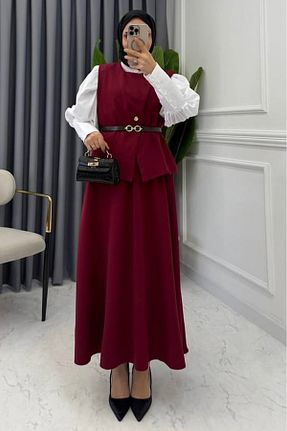 ست بالاتنه و پائین تنه زرشکی زنانه بافتنی The Moda - کد 905669797