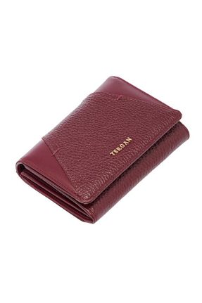 کیف پول زرشکی زنانه چرم خالص Tergan - کد 837995390