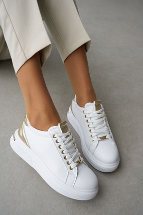 کفش اسنیکر طلائی زنانه بند دار selinshoes - کد 905653824
