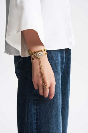 دستبند جواهر طلائی زنانه زیرکن Mon Reve - کد 863400981