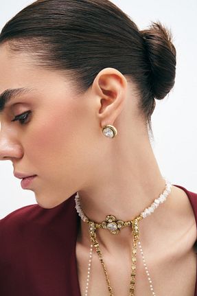 گوشواره جواهر طلائی سنگ طبیعی Mon Reve - کد 669673110