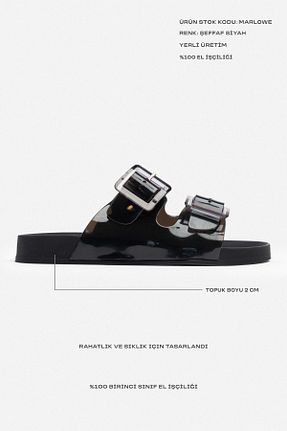 دمپائی مشکی زنانه پاشنه تخت NİŞANTAŞI SHOES - کد 905718566