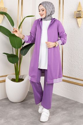 ست بالاتنه و پائین تنه حجاب بنفش زنانه رگولار Genel Markalar - کد 905723804