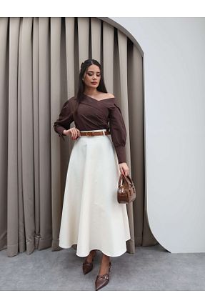 دامن بژ زنانه پنبه ای ESRAHELVACI - کد 901592261