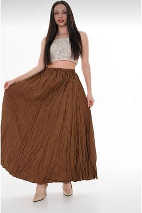 دامن قهوه ای زنانه پارچه sunfyre - کد 899431818