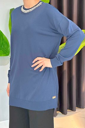 تونیک حجاب سرمه ای زنانه مخلوط پلی استر Missemramiss - کد 905739431