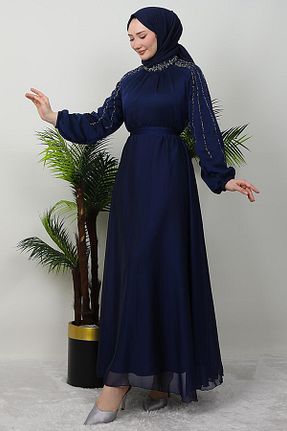 لباس حجاب سرمه ای رگولار GİYZAMİLA - کد 928290394