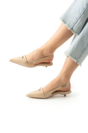کفش پاشنه بلند کلاسیک بژ زنانه چرم مصنوعی Güllü Shoes - کد 905739276