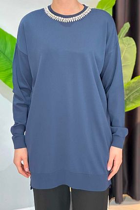 تونیک حجاب سرمه ای زنانه مخلوط پلی استر Missemramiss - کد 905739431