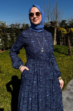 لباس حجاب سرمه ای رگولار Rabia Şamlı - کد 917555038