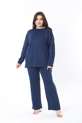 ست گرمکن سایز بزرگ سرمه ای زنانه مخلوط ویسکون Şans - کد 905745372