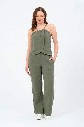ست بالاتنه و پائین تنه خاکی زنانه بافتنی eva clothing - کد 905767237