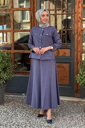 ست بالاتنه و پائین تنه حجاب سرمه ای زنانه رگولار Nurcan Çetin - کد 905778164
