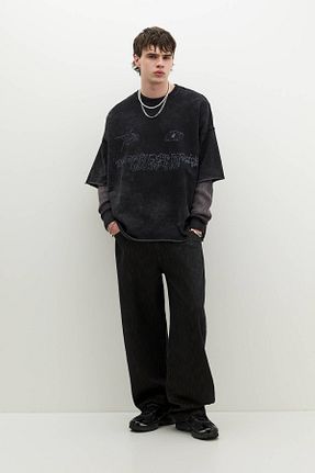 شلوار جین قهوه ای مردانه پاچه گشاد Pull & Bear - کد 906436737