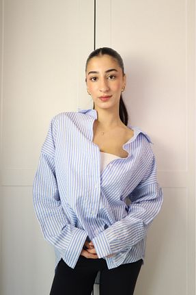 پیراهن آبی زنانه اورسایز SHARLOT - کد 905781749