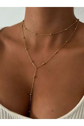 گردنبند جواهر زرد زنانه پوشش لاکی M Miel - کد 905799128