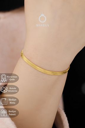 دستبند استیل (فولاد) طلائی زنانه استیل ضد زنگ MAVEGA - کد 870576895