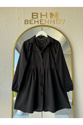 پیراهن مشکی زنانه اورسایز Butik - کد 905809609