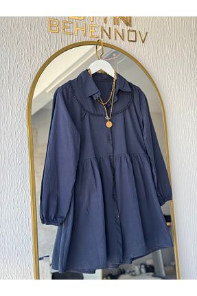 پیراهن سرمه ای زنانه اورسایز Butik - کد 905809583