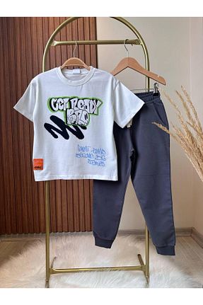 ست کرمکن اسپرت طوسی بچه گانه %100 پنبه KidsSel - کد 917693151