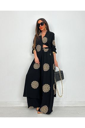 ست بالاتنه و پائین تنه مشکی زنانه بافتنی GAMZE ALPTEKİN - کد 905827307