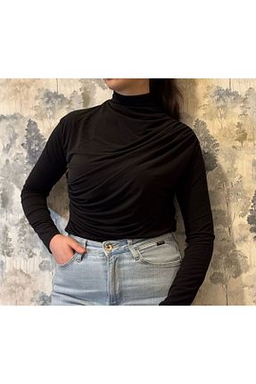 بلوز مشکی زنانه ساده LASVİKA - کد 905836240