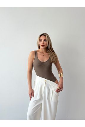 بلوز قهوه ای زنانه ساده Somut istanbul - کد 905836385