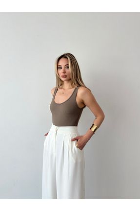 بلوز قهوه ای زنانه ساده Somut istanbul - کد 905836385