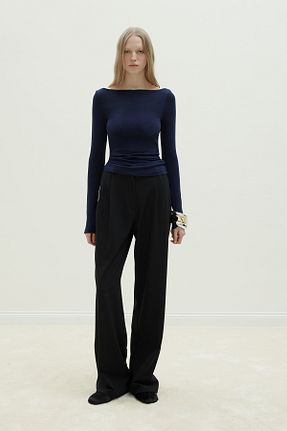 بلوز سرمه ای زنانه ساده Suud Collection - کد 896297429