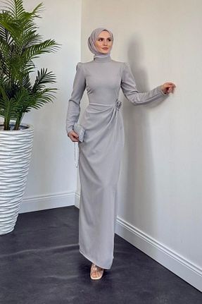 لباس حجاب طوسی زنانه 3/4 Boy MERVEN AKYÜZ - کد 905860165
