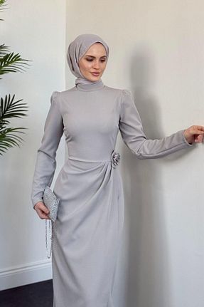 لباس حجاب طوسی زنانه 3/4 Boy MERVEN AKYÜZ - کد 905860165
