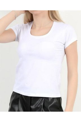 تیشرت سفید زنانه اسلیم فیت RenkliEvren - کد 905922766
