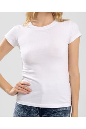 تیشرت سفید زنانه یقه مونو RenkliEvren - کد 905927222