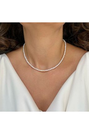 گردنبند مروارید سفید مروارید آب شیرین İD ACCESSORİES - کد 905960204