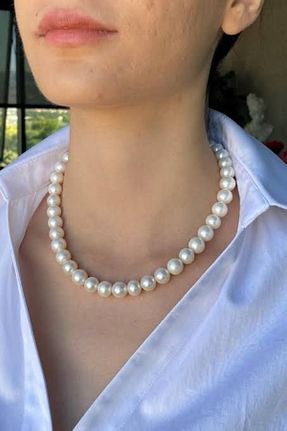 گردنبند مروارید سفید مروارید آب شیرین İD ACCESSORİES - کد 905960371