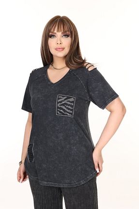 بلوز سایز بزرگ مشکی زنانه گشاد özle fashion - کد 917792387