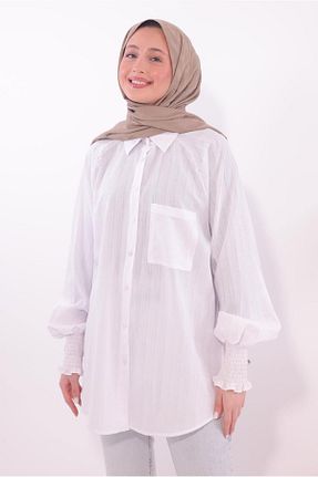 تونیک حجاب سفید زنانه %100 پنبه TRENDTESETTÜR - کد 905970133