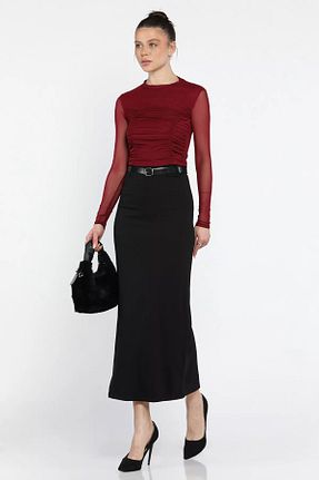 دامن مشکی زنانه لیکرا GÜLSELİ - کد 906013577